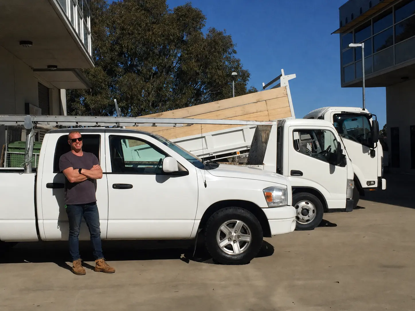 Brett Pavliuk with his work vehicles in 2020